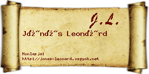 Jónás Leonárd névjegykártya